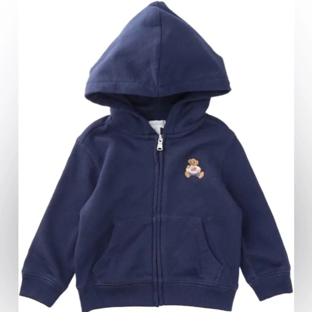 Ralph Lauren Navy Hoodie with Bear Embroidery 6m